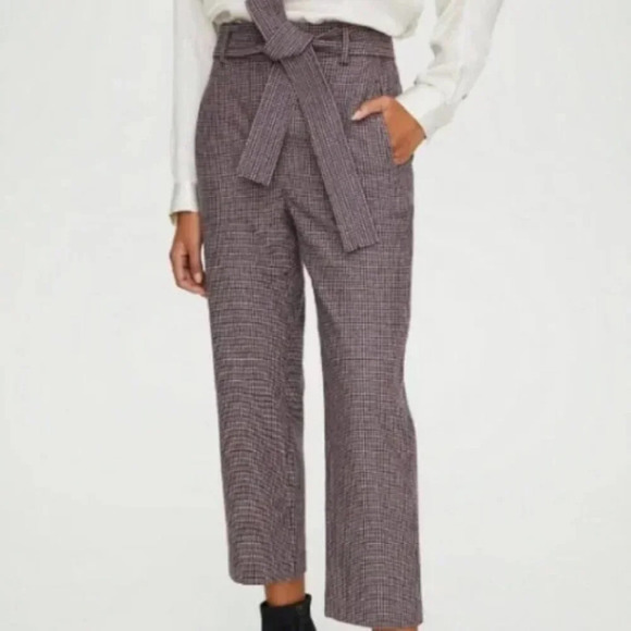 Aritzia Wilfred The New Tie-Front Wool Cashmere Jallade Pant Eliot Plaid Size 4 - Picture 2 of 9